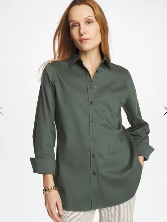Chico's Tops - Chicos Classic Button-Down Shirt in Olive Green
